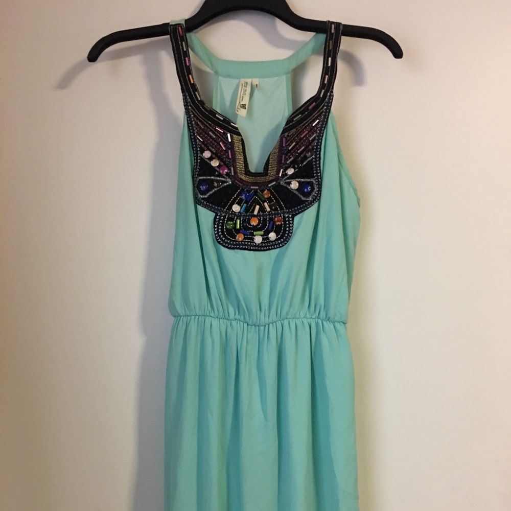 Beaded teal Maxi dress from boutique